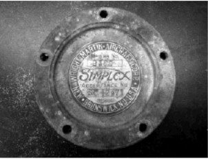 An engine plate of the H-3 engine made by Simplex Martin Wright