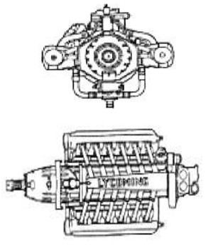 Lycoming O-1230, frontal y planta