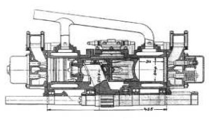 Sección realística del motor Michell Crankless