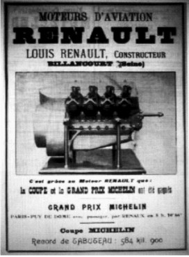 Anuncio de motor Renault de aviación