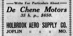 De Chene ad for an engine supplied by Holbrook