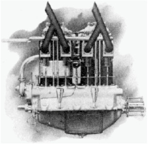 The Dixi engine viewed from the camshaft side