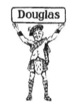 El escocés del logo, llevando el letrero de la marca Douglas