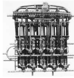 Side view of the Dufaux 20 cylinder engine