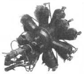 Angled rear view of the 14-cylinder Gnome engine