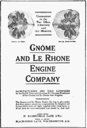 Anuncio de Gnome and Le Rhone Engine Company