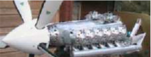 Foto del motor GSE de 12 cilindros con hélice