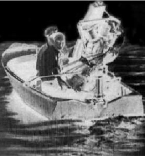 Harley Davidson engine and propeller on a boat
