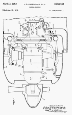 Dibujo de la patente del motor radial, carenado