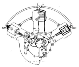 Outline of the three-cylinders Hilz engine