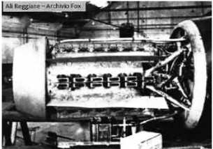 Isotta Fraschini Zeta on aero bench -Savoia S-79- with deflectors