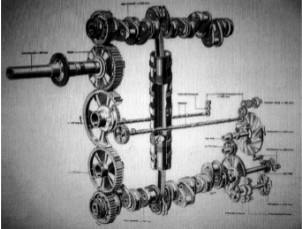 chematic drawing or the mechanism, two-stroke Diesel