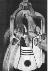 Dibujo del deflector en el pistón de Kiekhaefer
