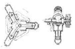 Dos dibujos del tres cilindros rotativo