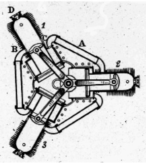 Cross-section for the 3-cylinder radial rotary