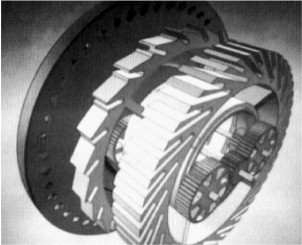 Impeller with blade driven pistons, fig. 1