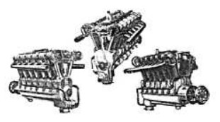Three views of the Liberty V-12 A version engine