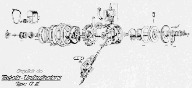 Exploded view of the radial engine