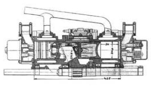 Realistic section of the Michell Crankless engine