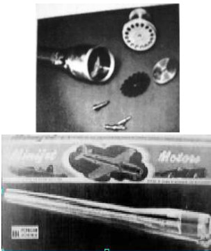 Pulsejet components and an ad for a Minijet
