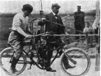 Bicycle with Anzani engine driving a propeller