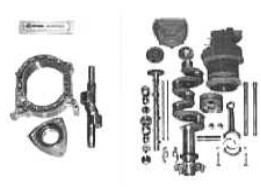 Comparison of Mistral engine parts and single-cylinder engine