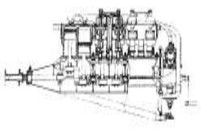 Dibujo de vista lateral del motor Mulag