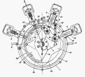 Nordwick 8-cylinder radial engine schematic drawing