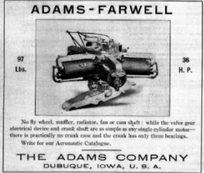 Anuncio de un motor Adams-Farwell