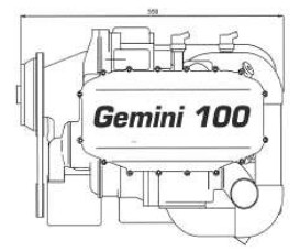 Dibujo en alzado lateral del Gemini 100