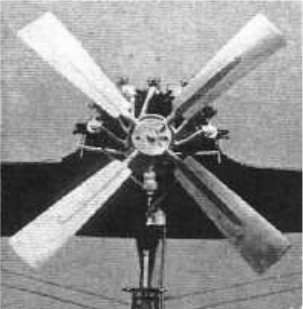 REP 7-cylinder engine with four-blade propeller