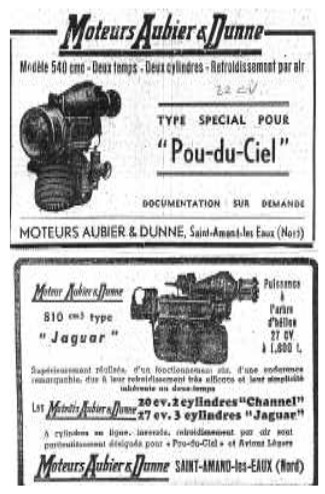 Aubier et Dunne - Two advertisements at that time