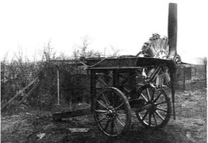 A Ruston-Clerget engine on a gun carriage