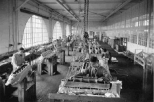 View of the factory. Blocks and benches