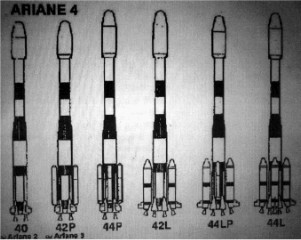 The different Ariane 4 launch vehicles