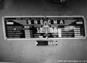 Placa de caracteristicas del motor Snecma 12V