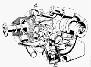 Cutaway drawing of the engine