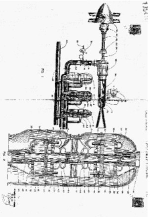Dibujo que acompaña la patente de la United Aircraft Corporation