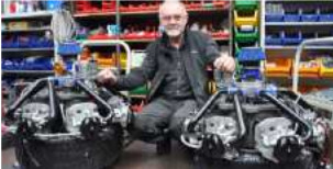 Jesenik with two of his radial engines