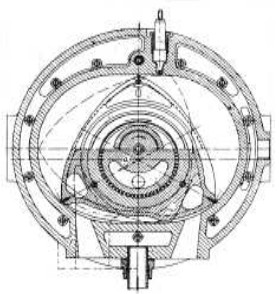 Sección frontal del motor Wankel