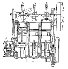 Esquema del motor de coche Wartburg