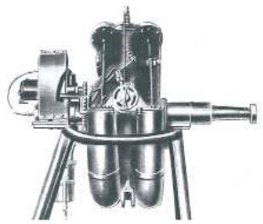 Beck - Vista lateral con la magneto y semioculto, el carburador