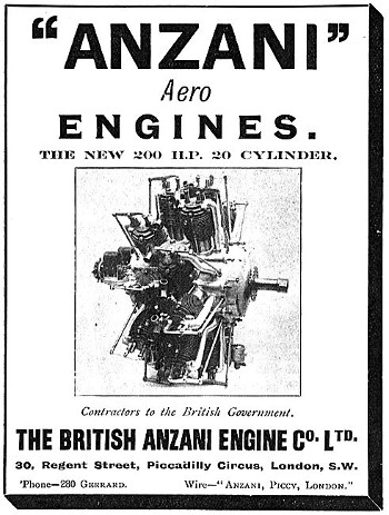 British Anzani ad for the 20-cylinder engine