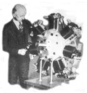 Edward Cameron con su motor radial