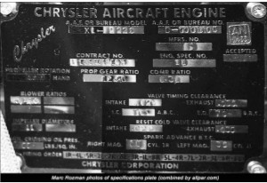 Chrysler IV-2220 engine plate