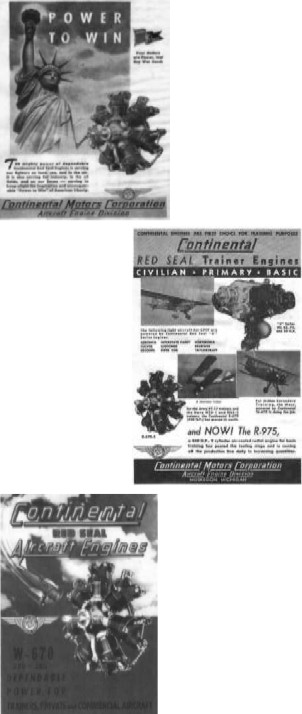 Tres anuncios de Continental, años 1942