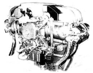Vista del motor Continental/Honda, parte posterior