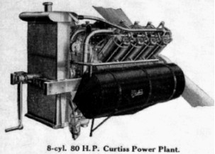 Curtiss  80 hp 8-cylinder engine